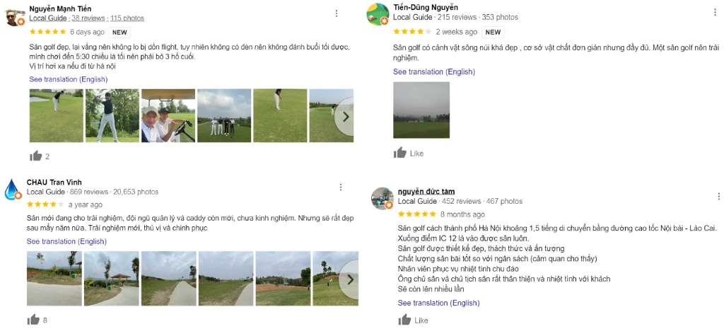 Các review sân golf Yên Bái từ golfer