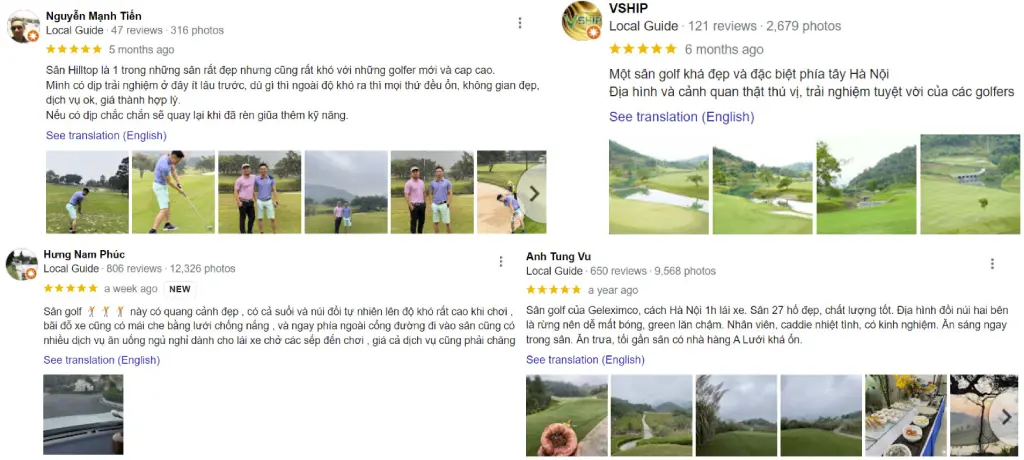 Các review khác về sân Hilltop