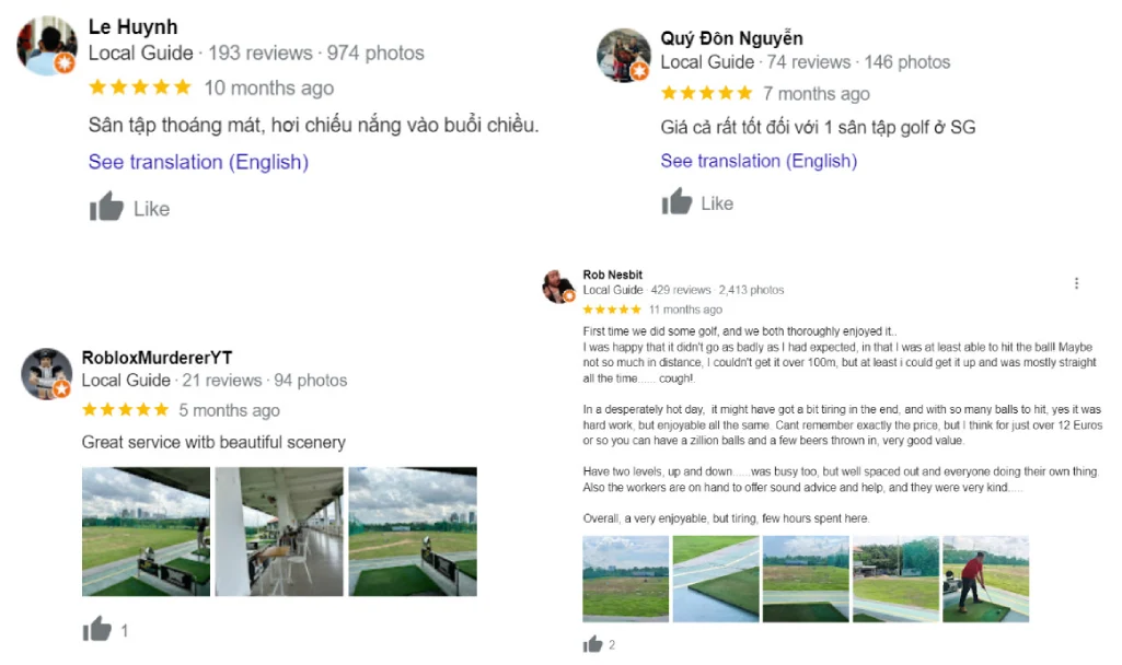 Review từ cộng đồng golfer với sân Rạch Chiếc