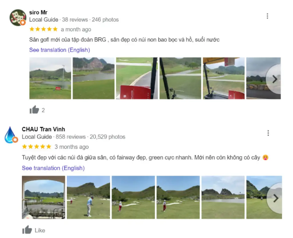 Các review của golfer về sân BRG Legend Valley Country Club Hà Nam