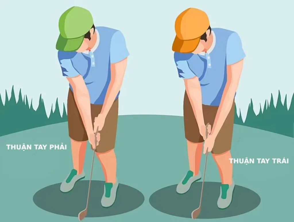 Cầm gậy khác nhau giữa người thuận tay phải và tay trái