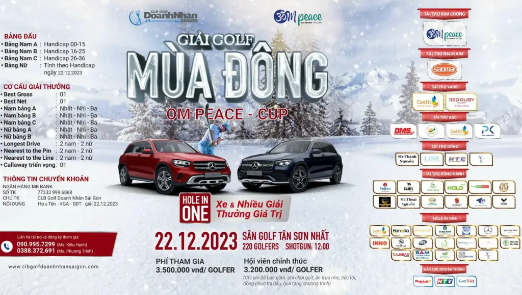 Infographic giải golf Mùa Đông OM PEACE CUP do CLB Golf Doanh Nhân Sài Gòn tổ chức