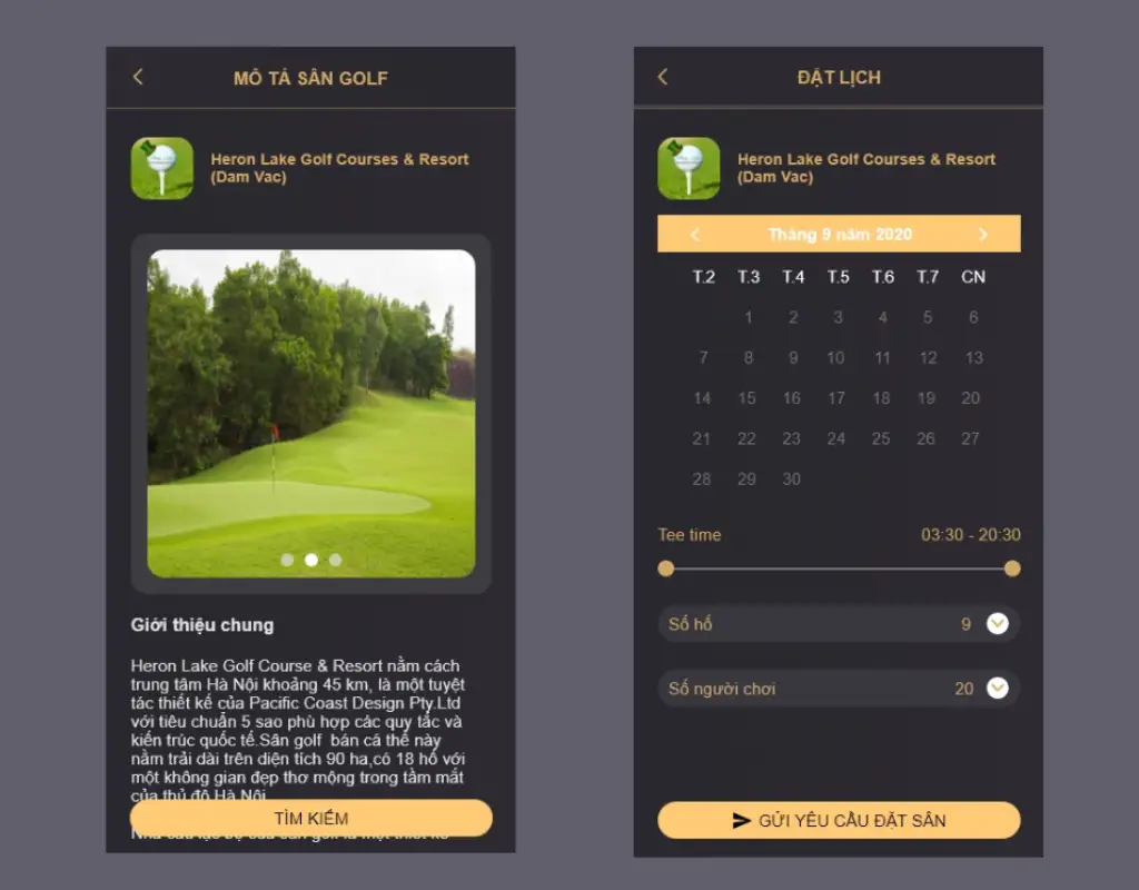 App đặt sân golf GolfGroup