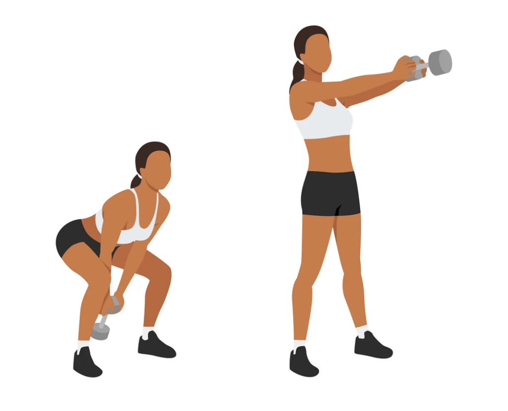 Bài Dumbbell Swing vung tạ tay bằng hai tay