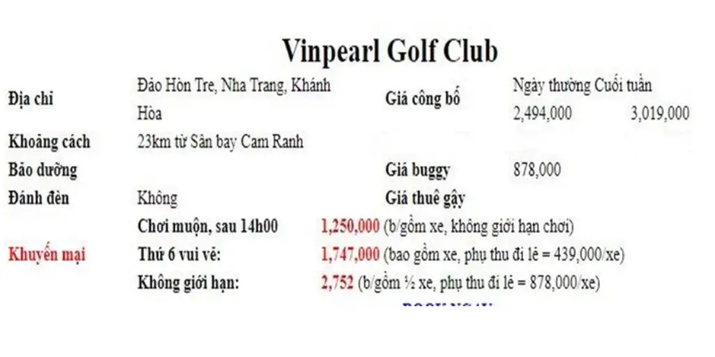 Chi phí chơi golf tại Vinpearl 1 giờ đánh golf hết bao nhiêu tiền?